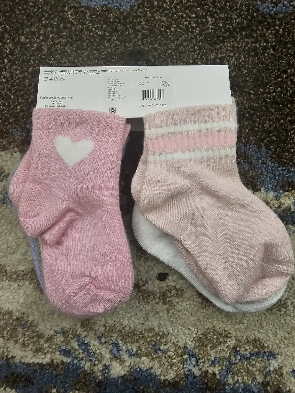 wonder nation Toddler Mid-Crew Sock Set - Lavender, White, Pink, Green